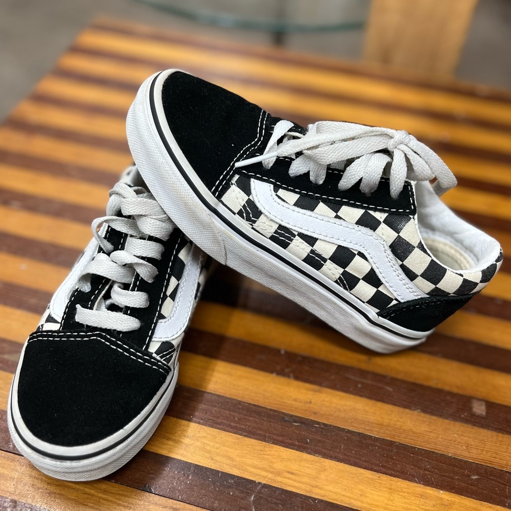 Kids suede checked lace up Vans